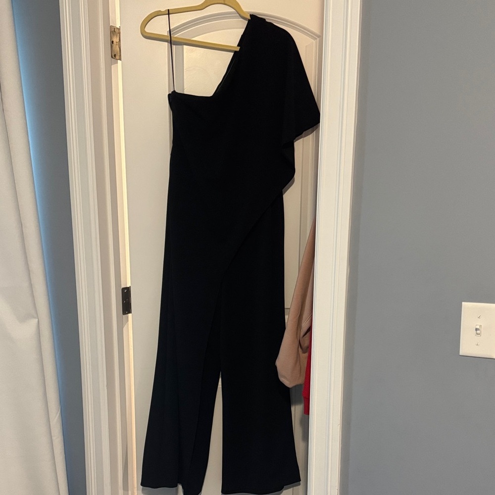 Adrianna Papell Black One-Shoulder Jumpsuit